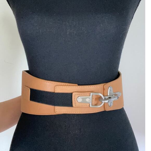 Aritzia Wilfred Women's Genuine Leather Preppy Boho Whimsygoth Wide Belt Tan M